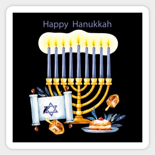 Happy Hanukkah Watercolor Sticker